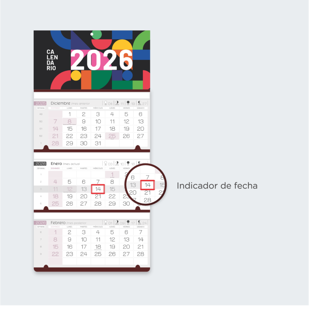 Calendario de pared numérico 2026 de 3 cuerpos - Imagen 3